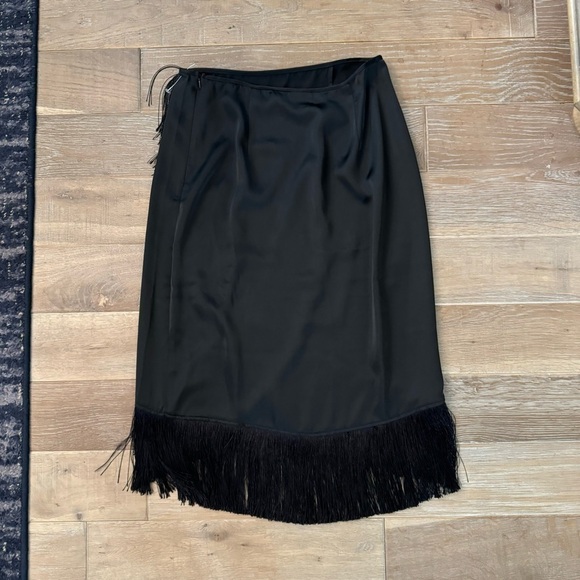 Bailey 44 Black Satin Fringe Skirt - Picture 4 of 4